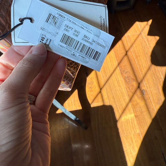 Brahmin Pink Crocodile Embossed Women's Bag - Picture 3 of 6